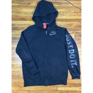 Mens Nike Just Do It JDI Black‎ Zip Up Sweatshirt Jacket Size Small Hooded
